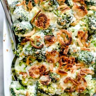 Broccoli Casserole with Crispy Onions