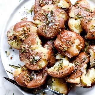 Rosemary Garlic Butter Smashed Potatoes