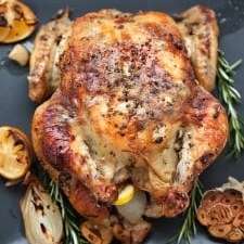 Oven Roasted Chicken with Lemon Rosemary Garlic Butter