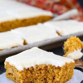 Pumpkin Sheet Cake with Brown Butter Cream Cheese Frosting