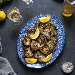 Easy garlic roasted artichokes