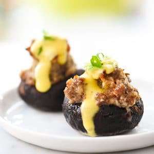 Sausage Stuffed Mushrooms With Hollandaise