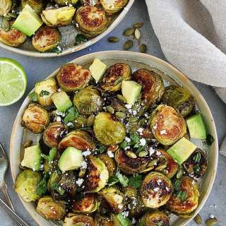 Honey Lime Roasted Brussels Sprouts with Avocado