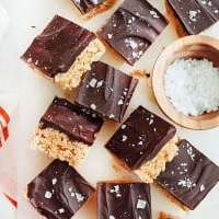 Salted Chocolate Peanut Butter Krispie Treats