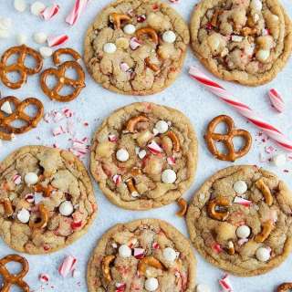White Chocolate Peppermint Pretzel Cookies