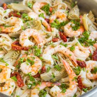 Mediterranean Shrimp Pasta (Gluten-Free, Dairy-Free)