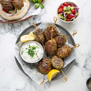 Herby lamb kofta with yoghurt sauce