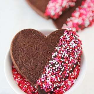 Chocolate Shortbread Heart Cookies