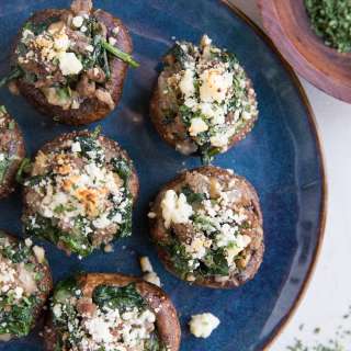 Ground Beef & Feta Stuffed Mushrooms