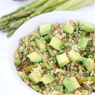 Quinoa Salad with Asparagus, Peas, Avocados & Lemon Basil Dressing