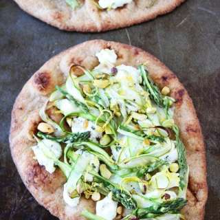 Asparagus, Goat Cheese, and Pistachio Flatbread