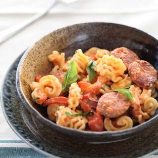 Creamy Roasted Red Pepper and Chicken Sausage Pasta