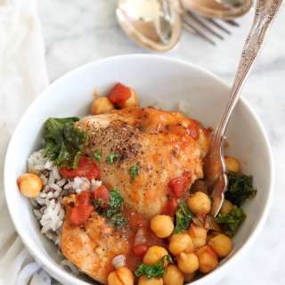 Tabasco Braised Chicken with Chickpeas and Kale