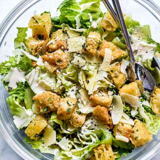 Caesar Salad with Garlic Croutons