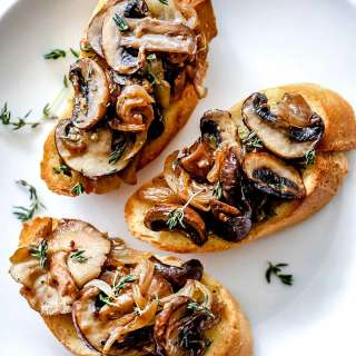 Caramelized Onion and Mushroom Crostini