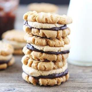 Flourless Peanut Butter Chocolate Ganache Sandwich Cookies