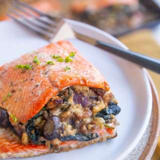 Mushroom and Spinach Stuffed Salmon