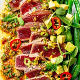 Seared Ahi Tuna with Asian Avocado Salsa