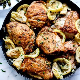 Lemon Chicken Thighs with Artichokes