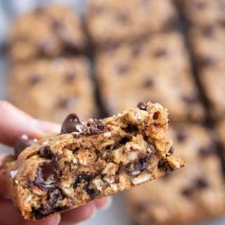Almond Butter Oatmeal Chocolate Chip Cookie Bars