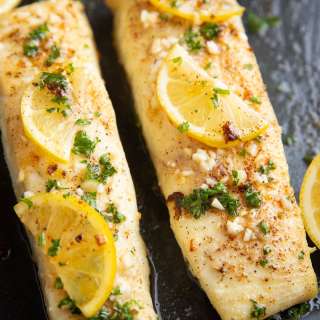 Garlic Butter Baked Halibut