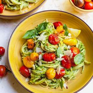 Creamy Avocado Pesto Pasta with Blistered Tomatoes