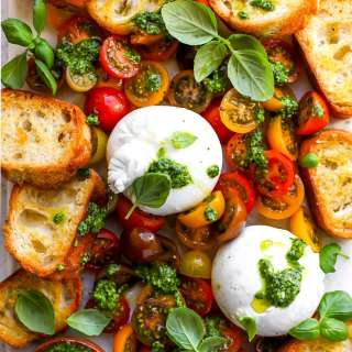 Burrata with Tomatoes & Pesto