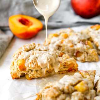 Peach Scones with Honey Vanilla Glaze