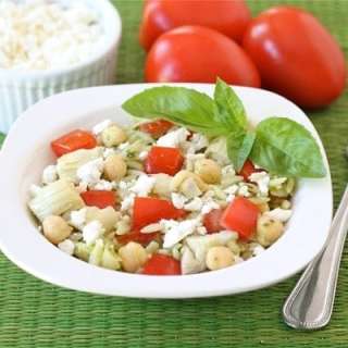 Orzo Salad with Artichokes, Tomatoes, Chickpeas, Feta & Lemon Basil Dressing