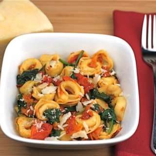 Cheese Tortellini with Spinach and Slow Roasted Tomatoes