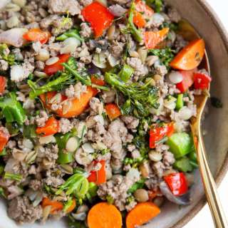 Ground Beef and Lentil Skillet with Vegetables