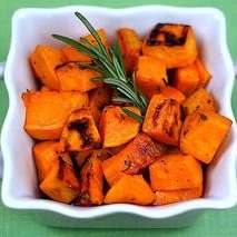 Roasted Sweet Potatoes with Agave Nectar and Fresh Rosemary