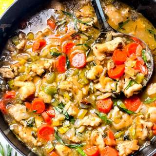 Lemony Chicken Stew with Orzo