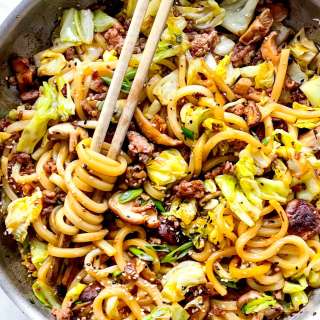 Yaki Udon Stir Fry with Sausage