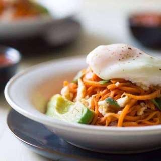Breakfast Burrito Bowl with Sweet Potato Noodles