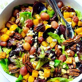 Salad with Curried Butternut Squash and Roasted Grapes