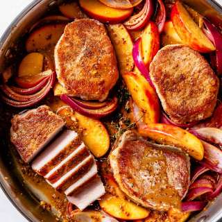 Pork Chops with Apples and Red Onion