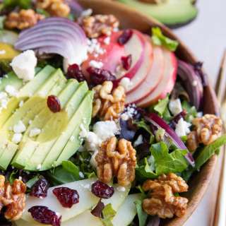 Pear Apple Avocado Spinach Salad
