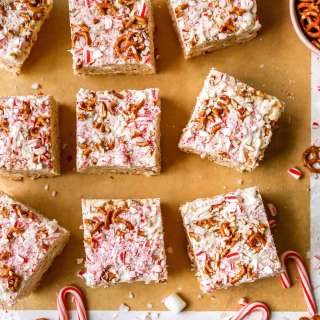 White Chocolate Peppermint Pretzel Rice Krispie Treats