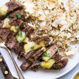 Mango Curry Steak With Coconut Cauliflower Rice