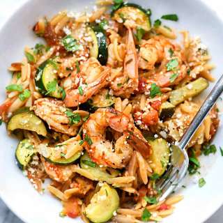 One-Pot Mexican Shrimp with Orzo and Zucchini