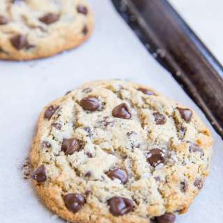 Giant Chewy Keto Chocolate Chip Cookies
