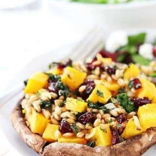 Stuffed Portobello Mushrooms with Farro, Butternut Squash and Kale