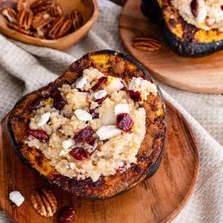 Stuffed Acorn Squash with Quinoa, Pears, and Pecans
