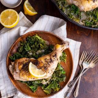 Lemon Garlic Braised Chicken with Kale