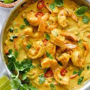 Shrimp In Thai Coconut Curry Sauce