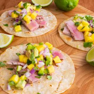 Seared Ahi Tacos with Mango Avocado Salsa