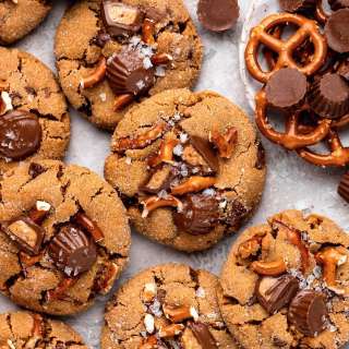 Salted Pretzel Peanut Butter Cup Cookies