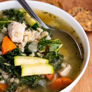 Hearty Chicken Soup with Rice and Kale