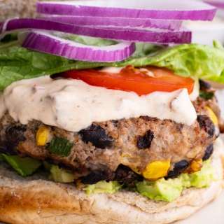 Southwest Turkey Burgers with Chipotle Yogurt Sauce